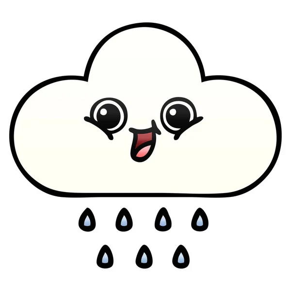 Dégradé Ombre Dessin Animé Nuage Pluie — Image vectorielle