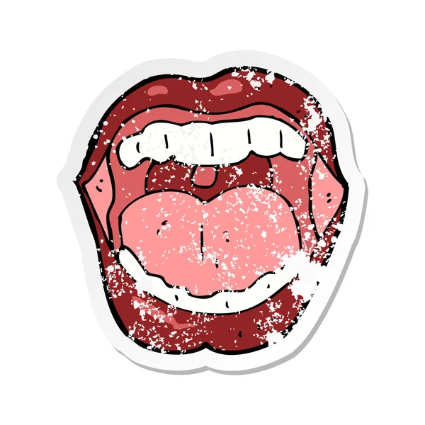 Retro Distressed Sticker Cartoon Mouth — Stock Vector