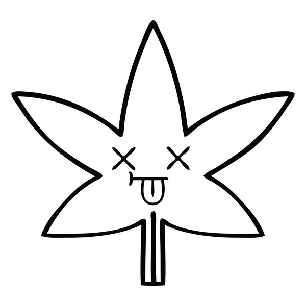 Line drawing cartoon autumnal leaf — Stock Vector