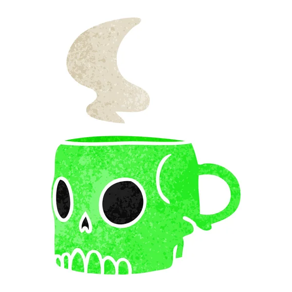 Retro-Cartoon-Doodle einer Totenkopf-Tasse — Stockvektor