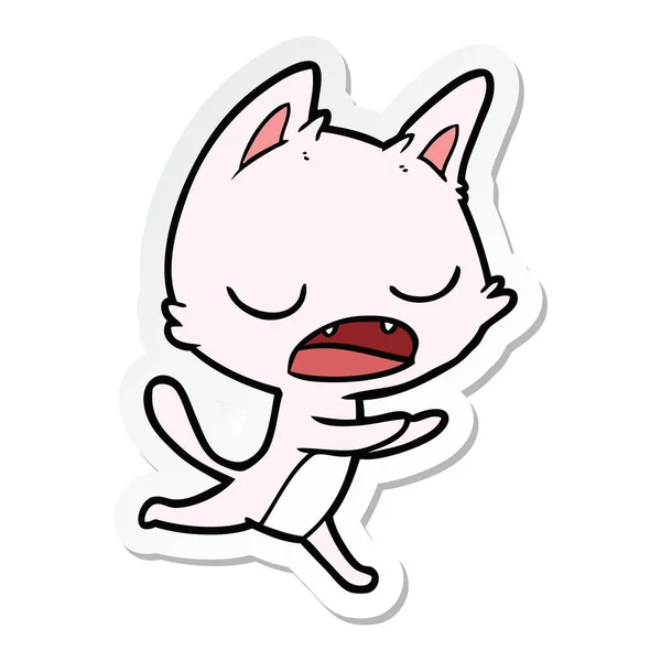 Sticker Talking Cat Cartoon — Stock Vector