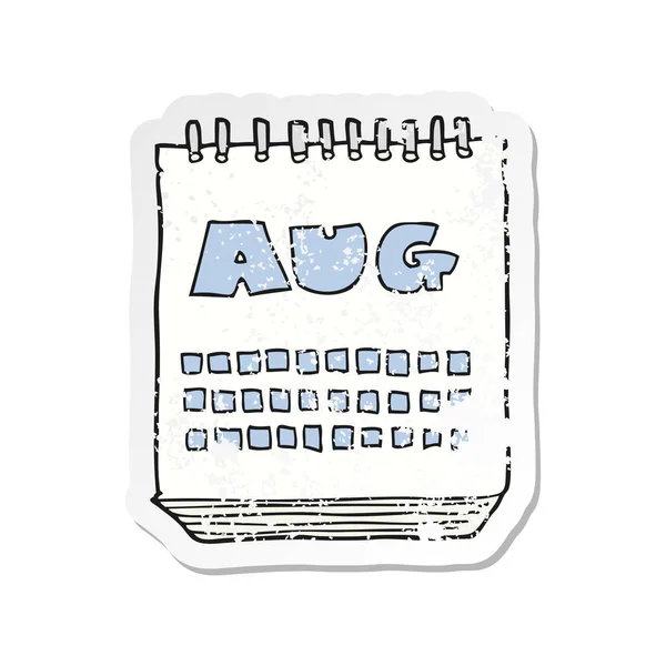 Retro nödställda klistermärke av en tecknad kalender visar månad — Stock vektor