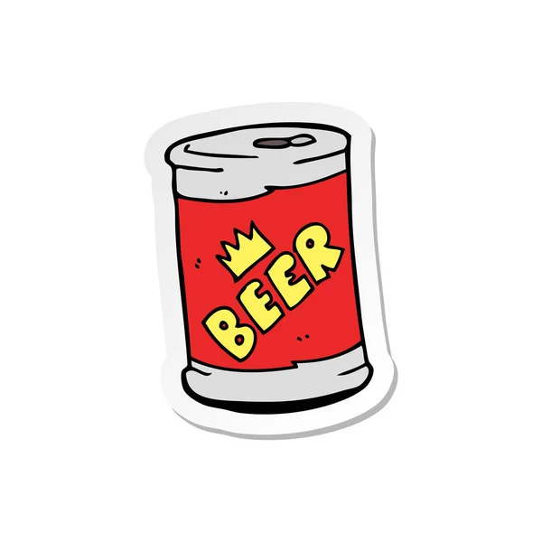 Adesivo Una Lattina Birra Cartone Animato — Vettoriale Stock