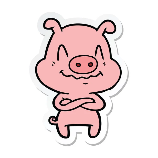 Autocollant Cochon Dessin Animé Nerveux — Image vectorielle
