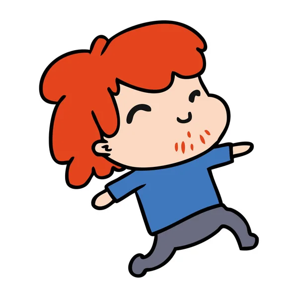 Dessin animé kawaii garçon avec chaume — Image vectorielle