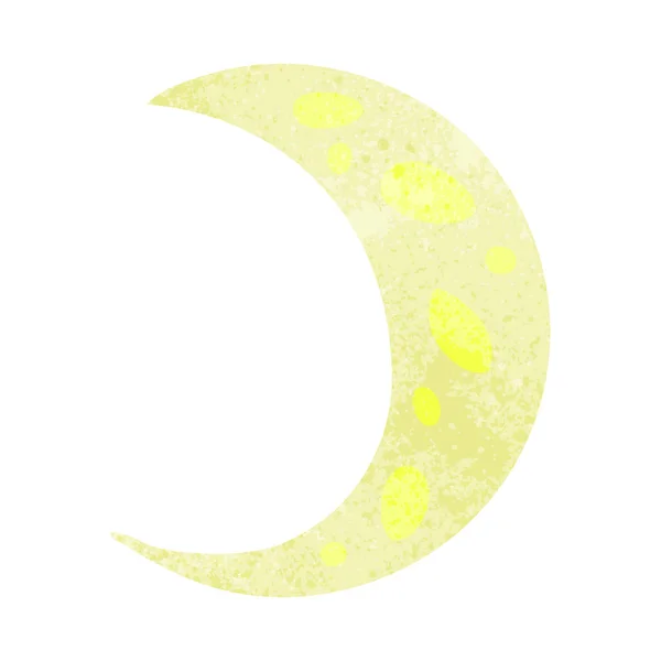 Retro cartoon doodle of a crescent moon — Stock Vector