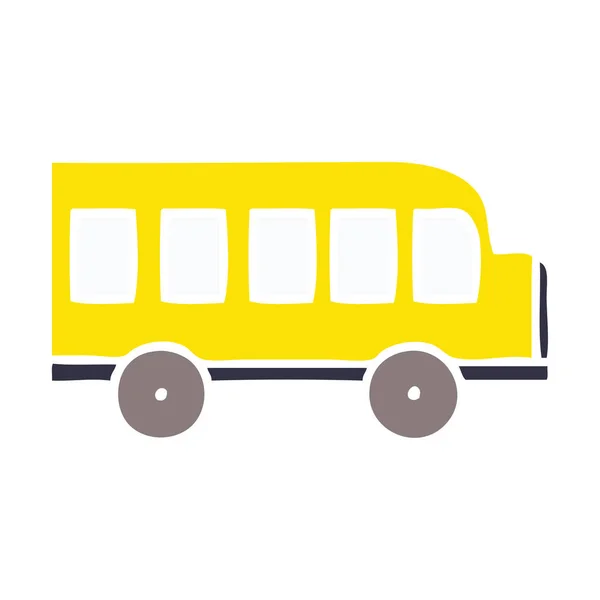 Plochý barevný retro kreslené školní autobus — Stockový vektor