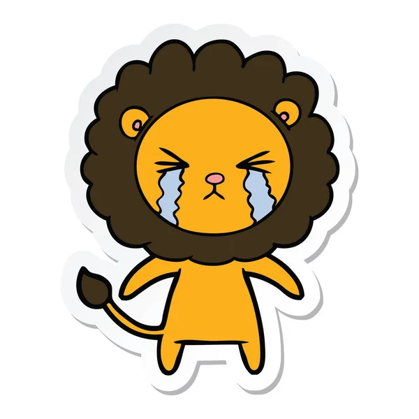 Pegatina de un león llorón de dibujos animados — Vector de stock