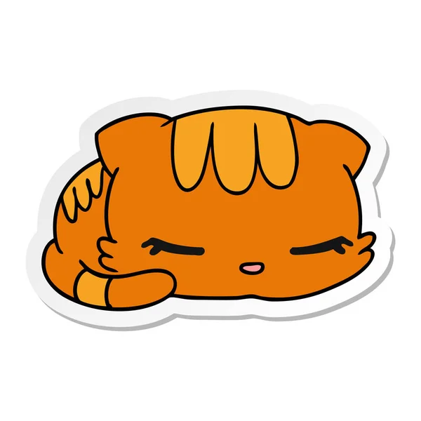 贴纸卡通片可爱的熟睡的小猫 — 图库矢量图片