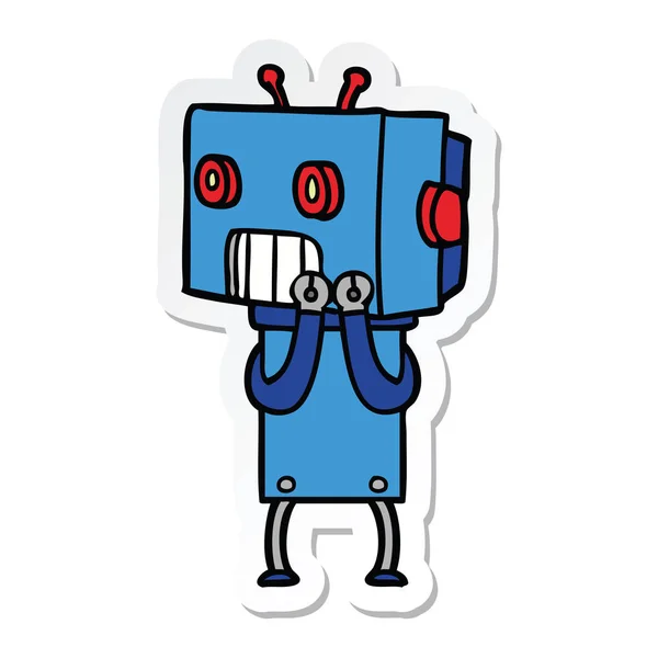 Bir Çizgi Film Robot Sticker — Stok Vektör