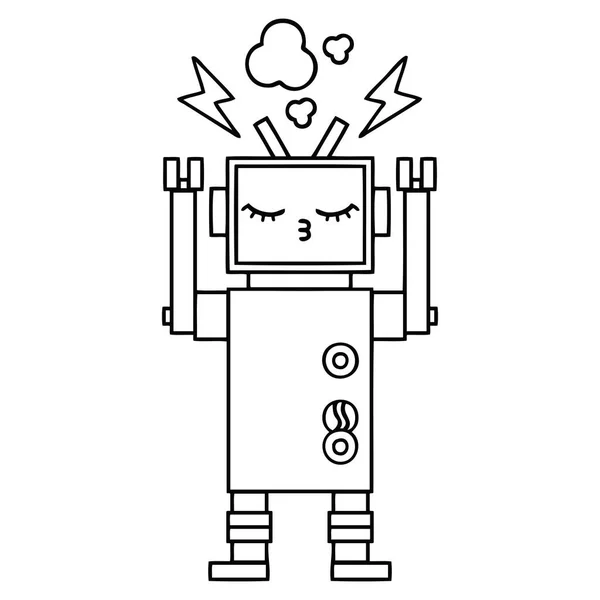 Hatalı Çalışan Bir Robot Çizim Karikatür — Stok Vektör