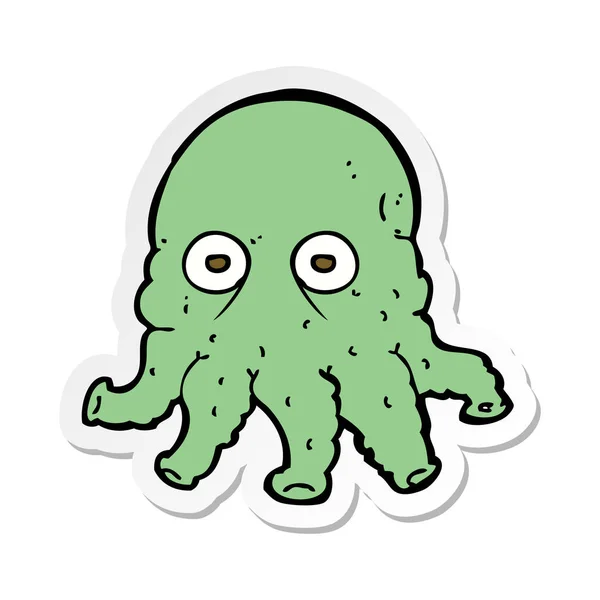 Sticker Cartoon Alien Squid Face — Stock Vector