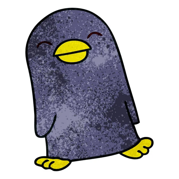 Mão Desenhada Peculiar Desenho Animado Pinguim — Vetor de Stock