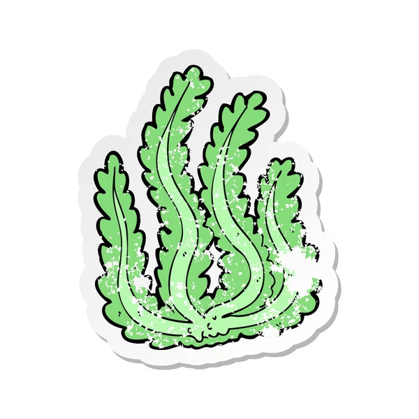Autocollant en détresse rétro d'une algue de dessin animé — Image vectorielle