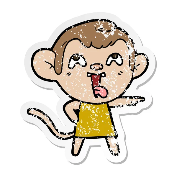 一个疯狂的卡通猴子在礼服苦恼的贴纸 — 图库矢量图片
