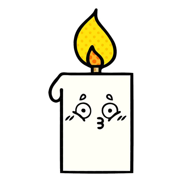 漫画书风格的卡通点燃的蜡烛 — 图库矢量图片