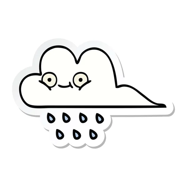 Sticker Cute Cartoon Rain Cloud — Stock Vector