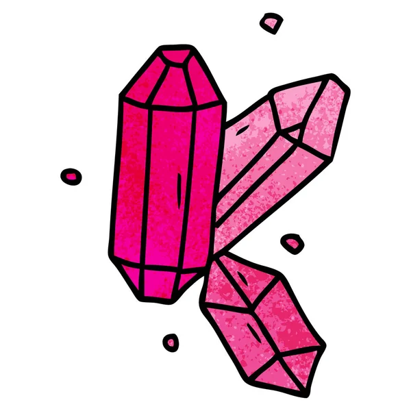 手描きのテクスチャ結晶宝石の漫画落書き — ストックベクタ