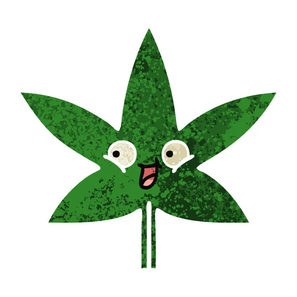 Retro Illustrasjonsstil Tegnefilm Marijuanablad – stockvektor