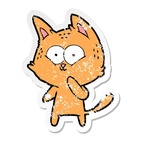 Zoufalý nálepka Kreslená kočka vzhledem — Stockový vektor