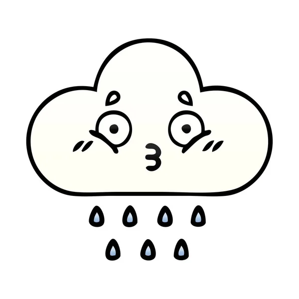 Gradient Shaded Cartoon Rain Cloud — Stock Vector