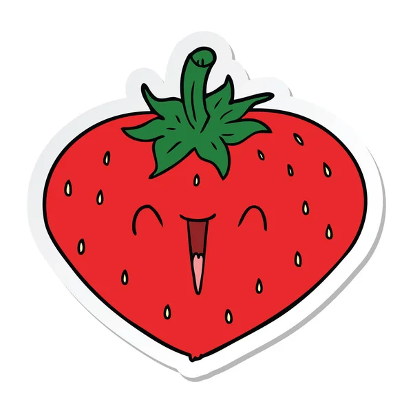 Aufkleber einer fröhlichen Cartoon-Erdbeere — Stockvektor
