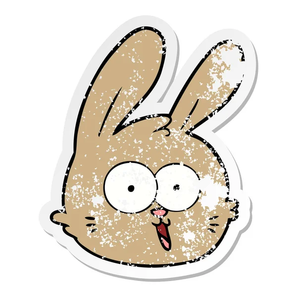 Autocollant Affligé Visage Lapin Dessin Animé — Image vectorielle