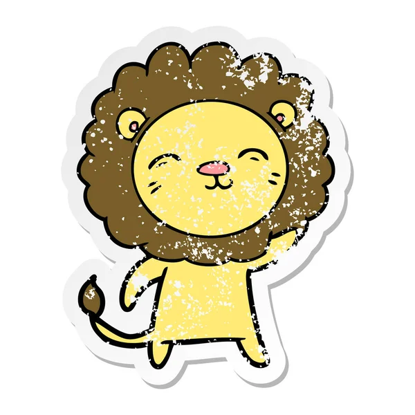 Distressed Sticker Cartoon Lion — Stock Vector