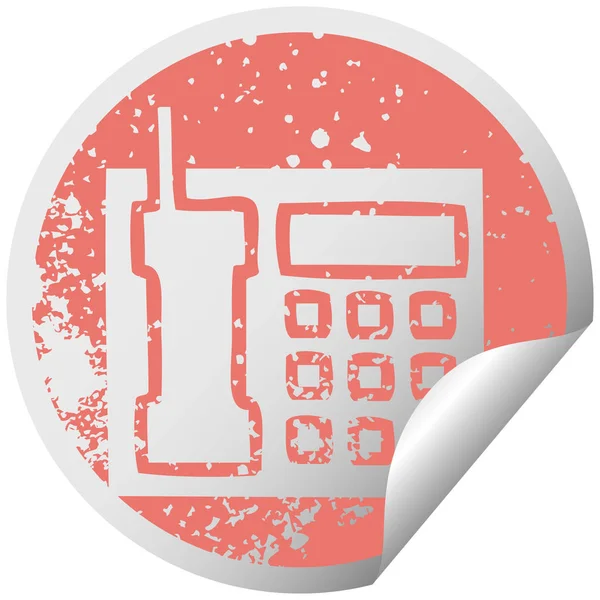 Verontruste circulaire peeling sticker symbool telefoon — Stockvector