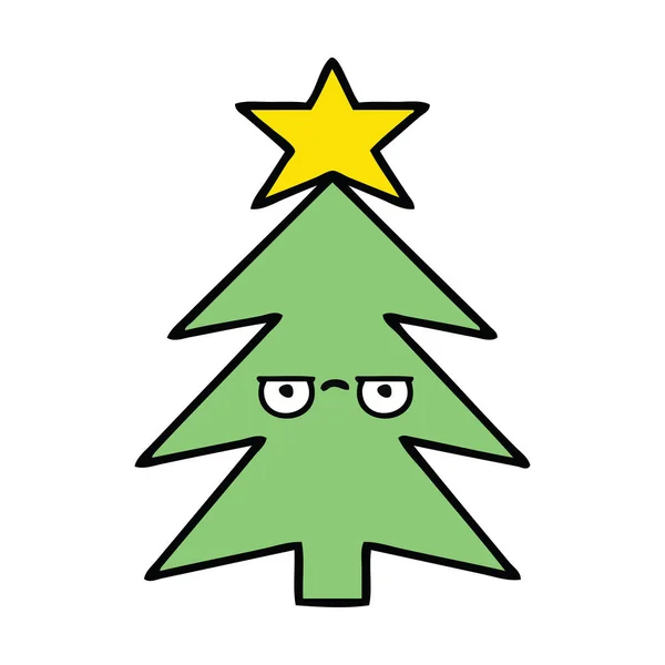 Lindo Dibujo Animado Árbol Navidad — Vector de stock