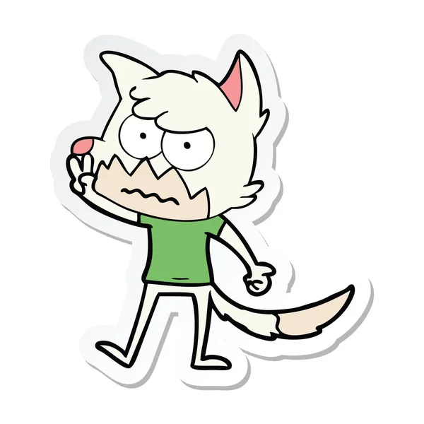 Sticker Van Een Cartoon Geërgerd Fox — Stockvector