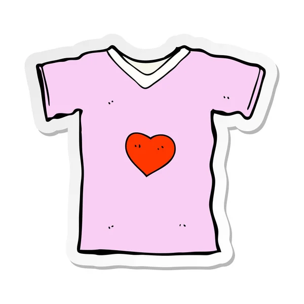 Adesivo di un cartone animato t shirt con cuore d'amore — Vettoriale Stock