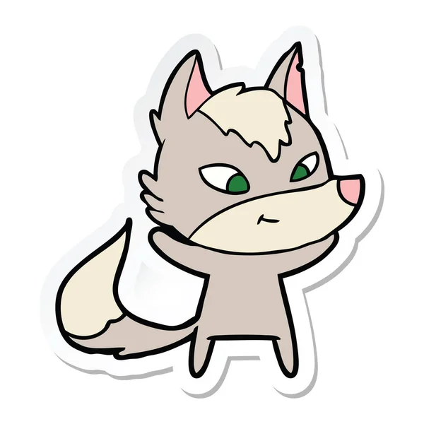 Sticker Van Een Vriendelijke Cartoon Wolf — Stockvector
