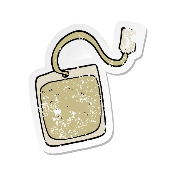 Distressed Sticker Cartoon Tea Bag — Stock Vector