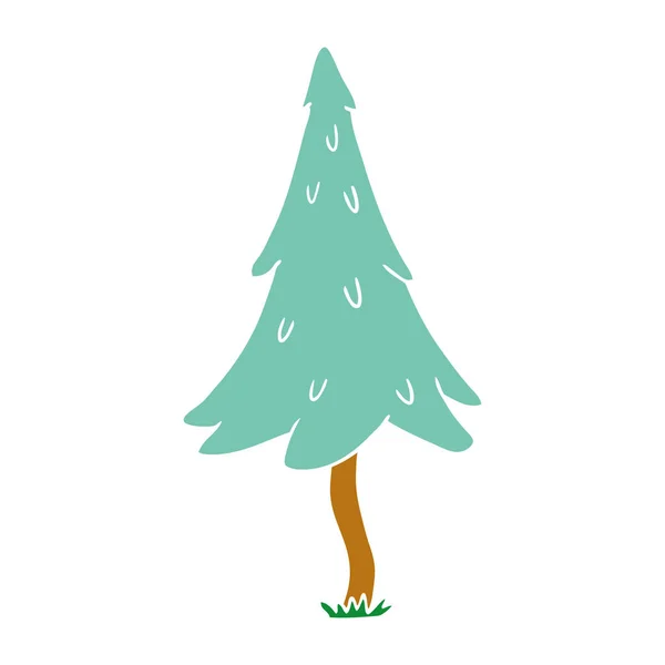 Hand Dras Tecknad Doodle Skogsmark Barrträd — Stock vektor