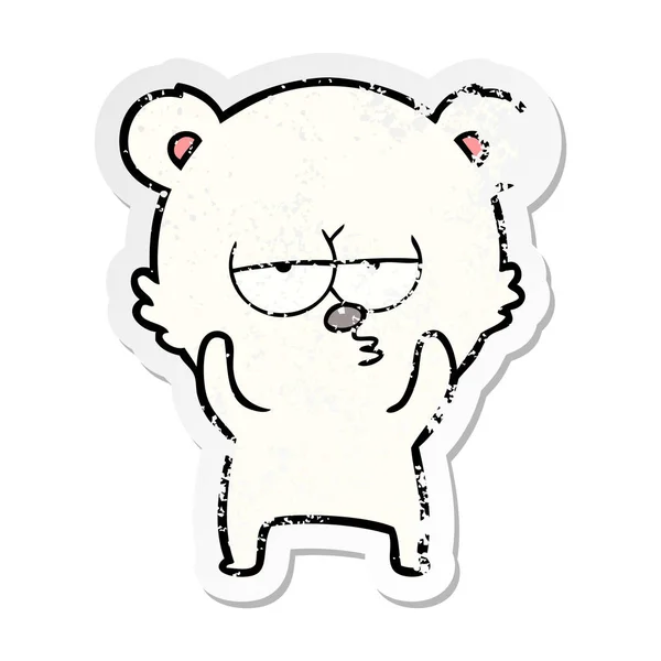 Distressed sticker of a bored polar bear cartoon — Stock Vector