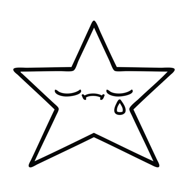 星の魚のライン描画漫画 — ストックベクタ