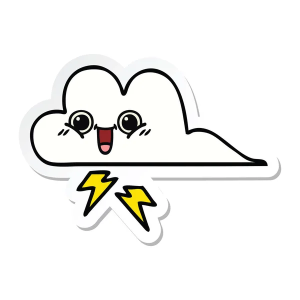 Adesivo Una Nuvola Tempesta Carino Cartone Animato — Vettoriale Stock