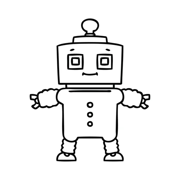 Eigenzinnige lijntekening cartoon robot — Stockvector