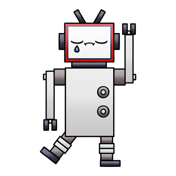 Gradient Grijs Cartoon Van Een Robot — Stockvector