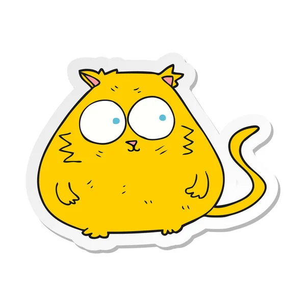 Nálepka Karikatura Tlustá Kočka — Stockový vektor
