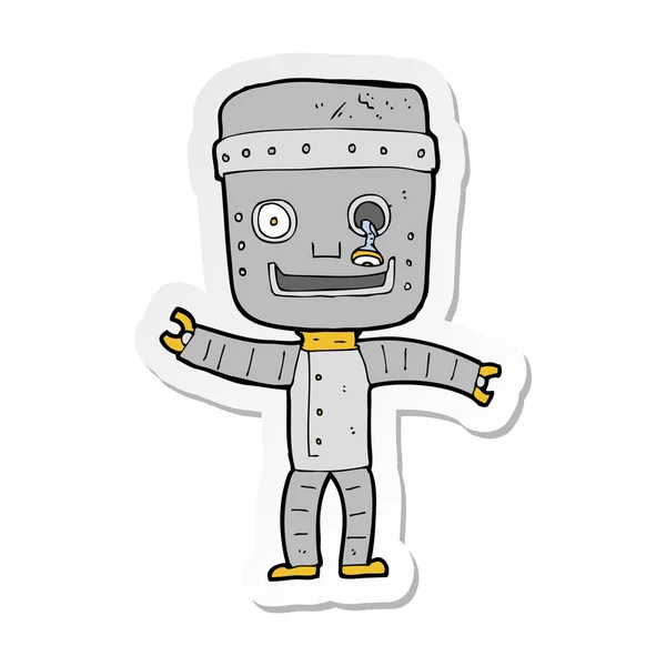 Sticker of a cartoon funny old robot — Stock Vector