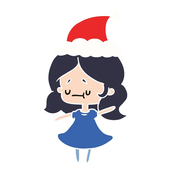 Dibujos Animados Navidad Dibujados Mano Chica Kawaii — Archivo Imágenes Vectoriales