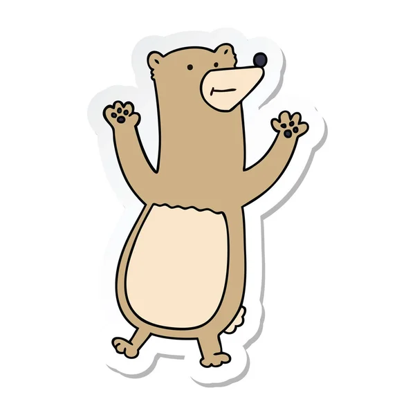 Etiqueta Urso Desenho Animado Desenhado Mão Peculiar — Vetor de Stock