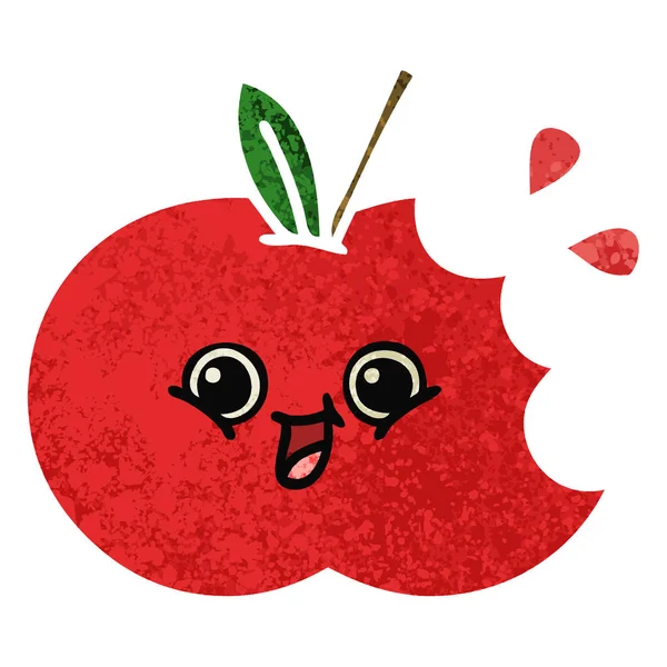 Retro Ilustración Estilo Dibujos Animados Una Manzana Roja — Vector de stock