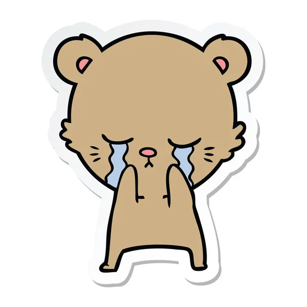 Sticker Crying Cartoon Bear — Stock Vector