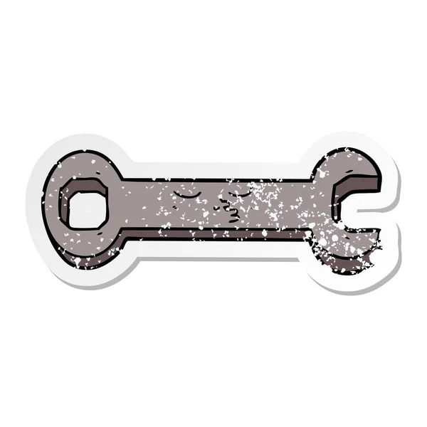 Distressed Sticker Cartoon Spanner — Stock Vector