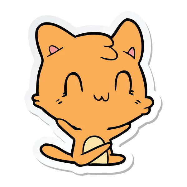 Sticker van een cartoon gelukkige kat — Stockvector