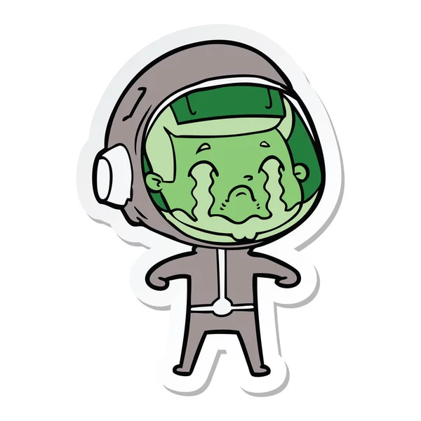 漫画の泣いている宇宙飛行士のステッカー — ストックベクタ