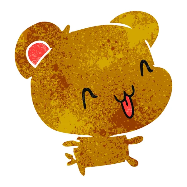 复古卡通片卡瓦伊可爱的快乐熊 — 图库矢量图片